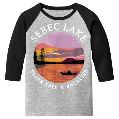 Sebec Lake Shark Free And Unsalted Kayaking Sayings Kayak T Shirt Youth ...