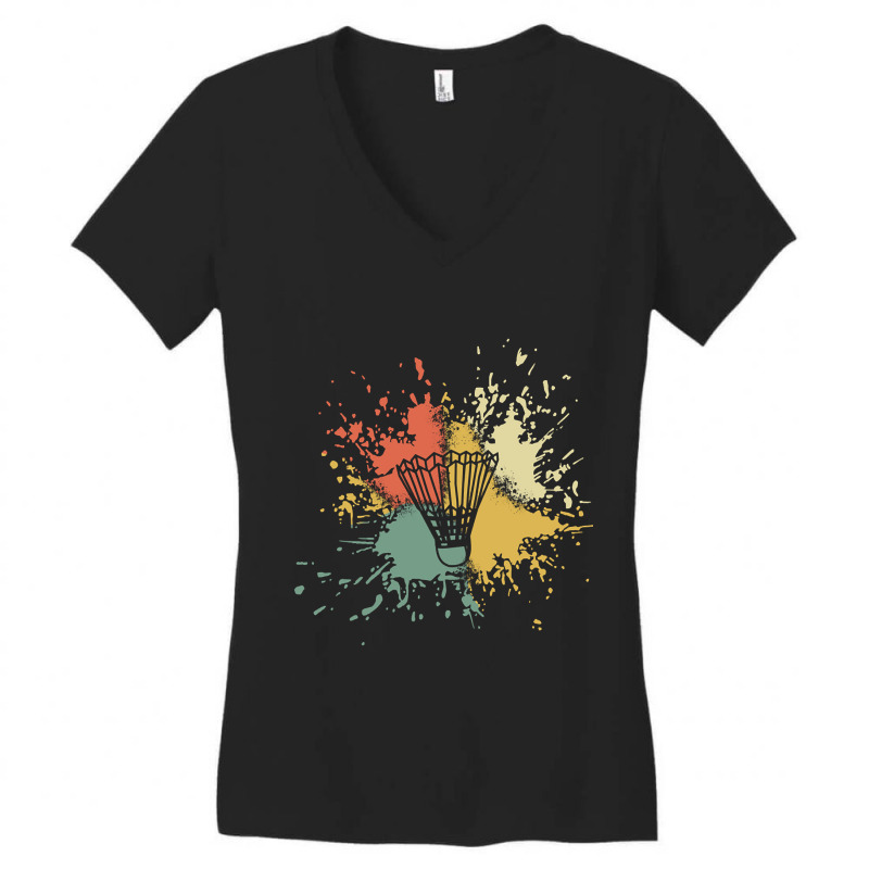 Badminton Ink Splash Women's V-Neck T-Shirt by cryingdappled109 | Artistshot