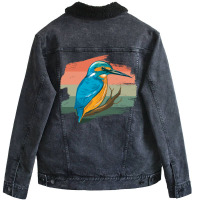 Kingfisher Bird Feathers Cobalt Blue Humor Funny Unisex Sherpa-lined Denim Jacket | Artistshot