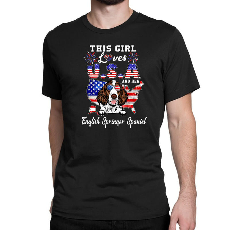 This Girl Loves Usa Dog 4th Of July English Springer Spaniel Classic T-shirt | Artistshot