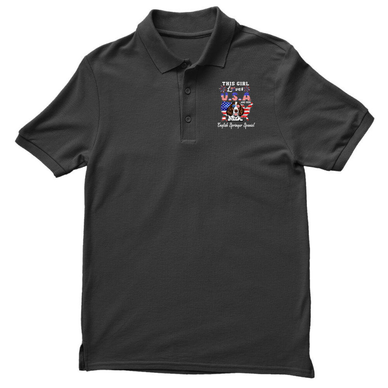 This Girl Loves Usa Dog 4th Of July English Springer Spaniel Men's Polo Shirt | Artistshot