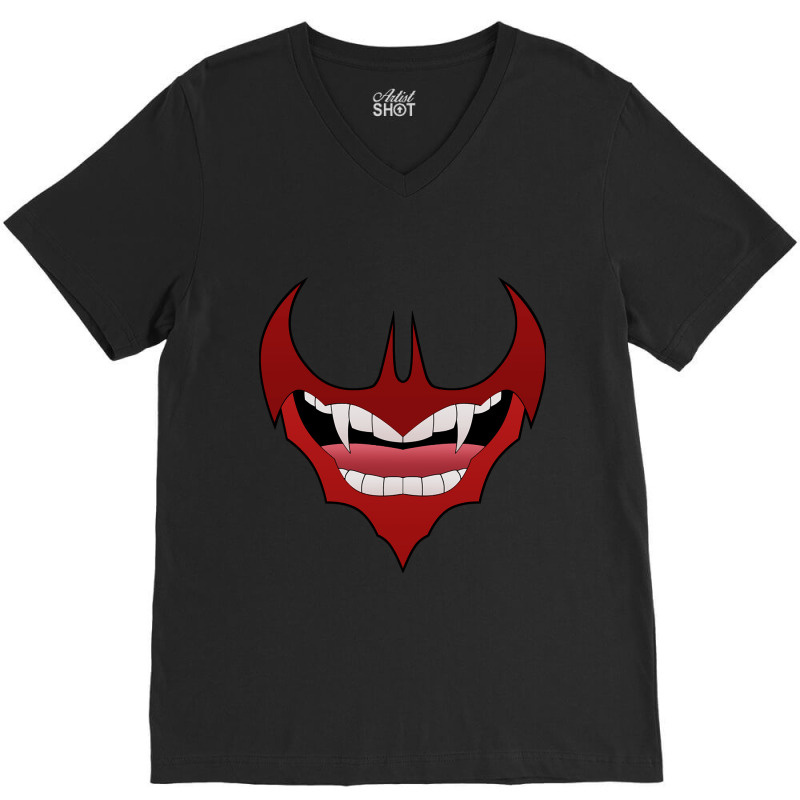 Bat Shaped Vampire Mouth Lip V-Neck Tee by denverhumans58 | Artistshot