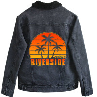 Limited Edition Vintage Riverside California Sunset Palm Tree Style Tr Unisex Sherpa-lined Denim Jacket | Artistshot