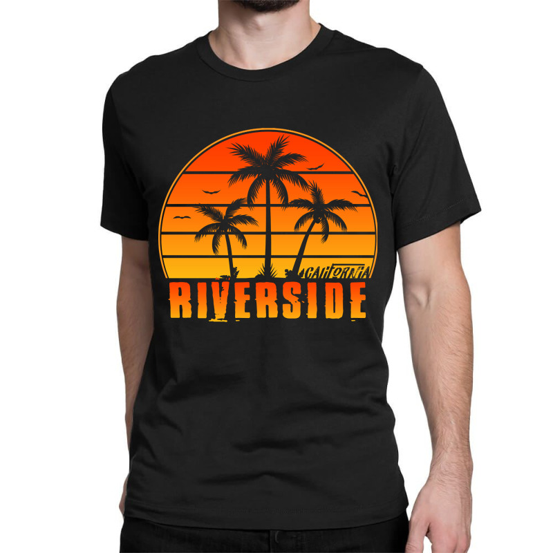 Limited Edition Vintage Riverside California Sunset Palm Tree Style Tr Classic T-shirt by greggjvandervor | Artistshot