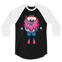 Donut Diving With Swimming Fins And Goggles 3/4 Sleeve Shirt | Artistshot