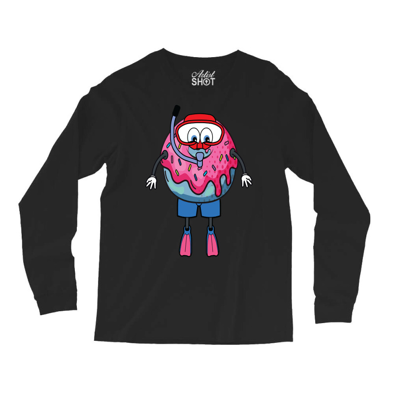 Donut Diving With Swimming Fins And Goggles Long Sleeve Shirts | Artistshot