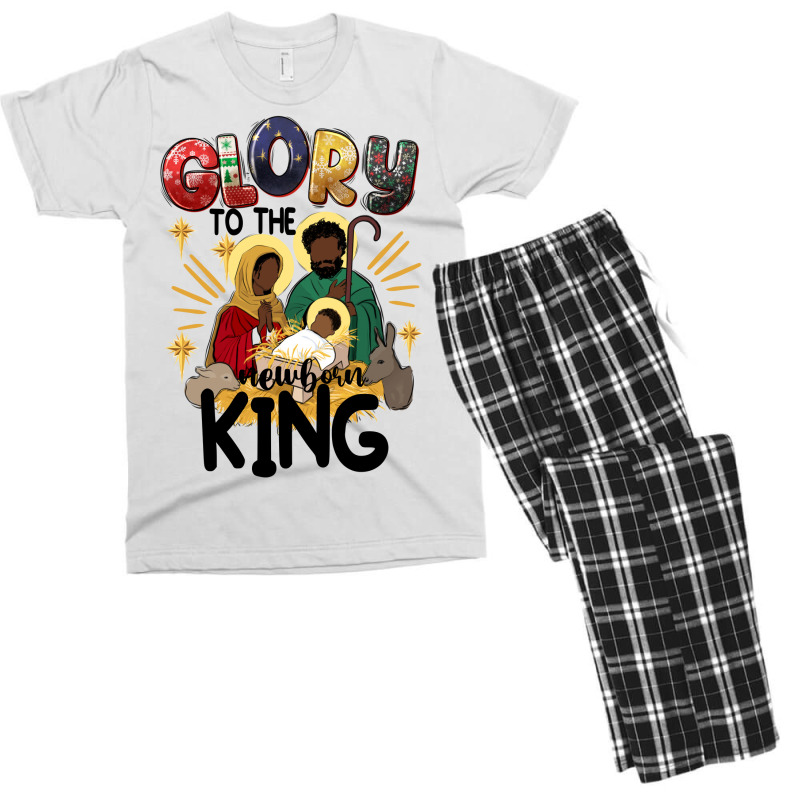 Glory To The Newborn King Black Jesus Men's T-shirt Pajama Set by afrowomandigitalshop@gmail.com | Artistshot