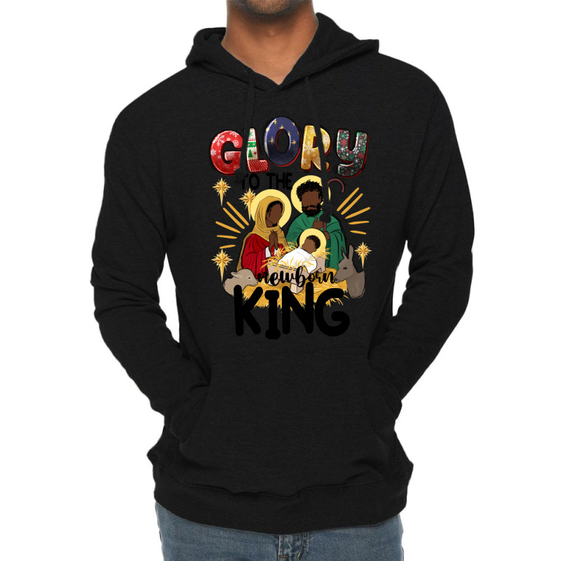 Glory To The Newborn King Black Jesus Lightweight Hoodie by afrowomandigitalshop@gmail.com | Artistshot