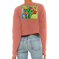 Paradise Flowers Acrylic Painting Cropped Sweater | Artistshot