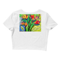 Paradise Flowers Acrylic Painting Crop Top | Artistshot