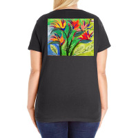 Paradise Flowers Acrylic Painting Ladies Curvy T-shirt | Artistshot