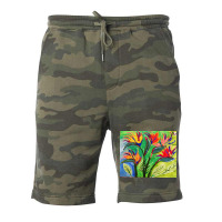 Paradise Flowers Acrylic Painting Fleece Short | Artistshot