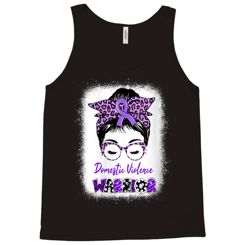 Womens Domestic Violence Awareness Warrior Purple Messy Bun V Neck T S Tank Top | Artistshot