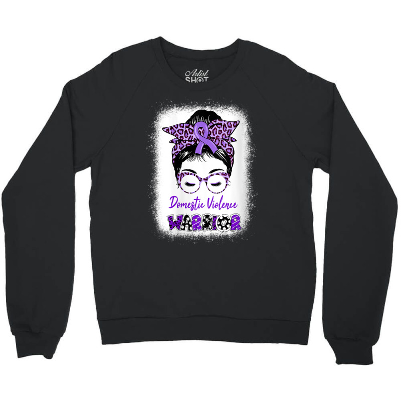 Womens Domestic Violence Awareness Warrior Purple Messy Bun V Neck T S Crewneck Sweatshirt | Artistshot