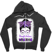 Womens Domestic Violence Awareness Warrior Purple Messy Bun V Neck T S Zipper Hoodie | Artistshot