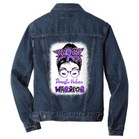 Womens Domestic Violence Awareness Warrior Purple Messy Bun V Neck T S Men Denim Jacket | Artistshot