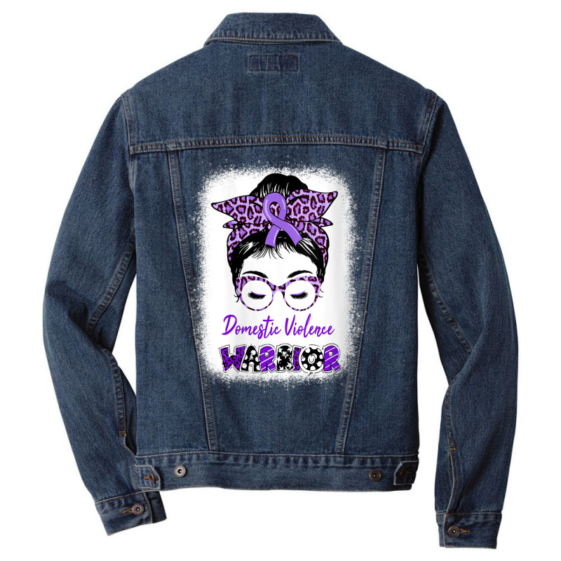 Womens Domestic Violence Awareness Warrior Purple Messy Bun V Neck T S Men Denim Jacket | Artistshot