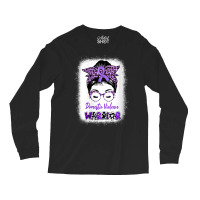 Womens Domestic Violence Awareness Warrior Purple Messy Bun V Neck T S Long Sleeve Shirts | Artistshot