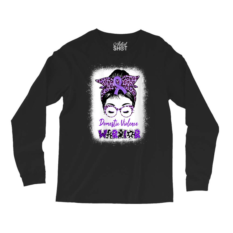 Womens Domestic Violence Awareness Warrior Purple Messy Bun V Neck T S Long Sleeve Shirts | Artistshot