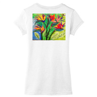 Paradise Flowers Acrylic Painting Women's V-neck T-shirt | Artistshot