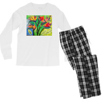 Paradise Flowers Acrylic Painting Men's Long Sleeve Pajama Set | Artistshot