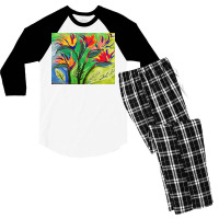 Paradise Flowers Acrylic Painting Men's 3/4 Sleeve Pajama Set | Artistshot