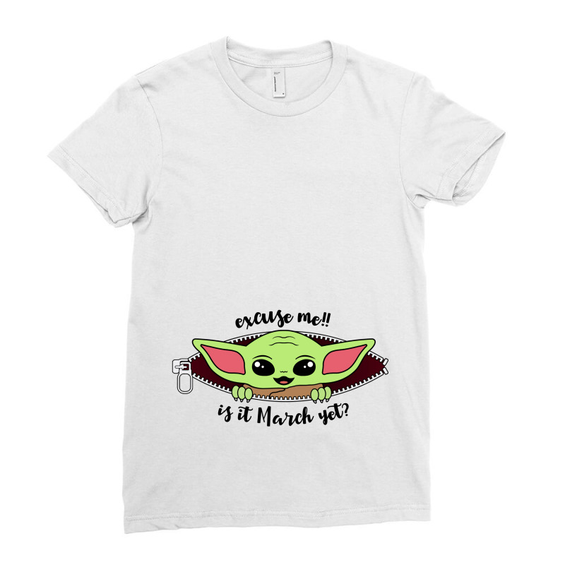 Baby Yoda Peek A Boo Boy March Ladies Fitted T-Shirt by Artees Artwork | Artistshot