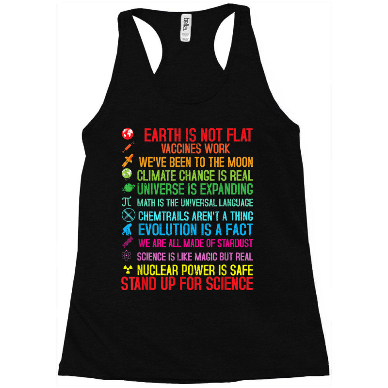 Earth Is Not Flat Vaccines Work Climate Change Science Racerback Tank by CoreyMartinPeters | Artistshot