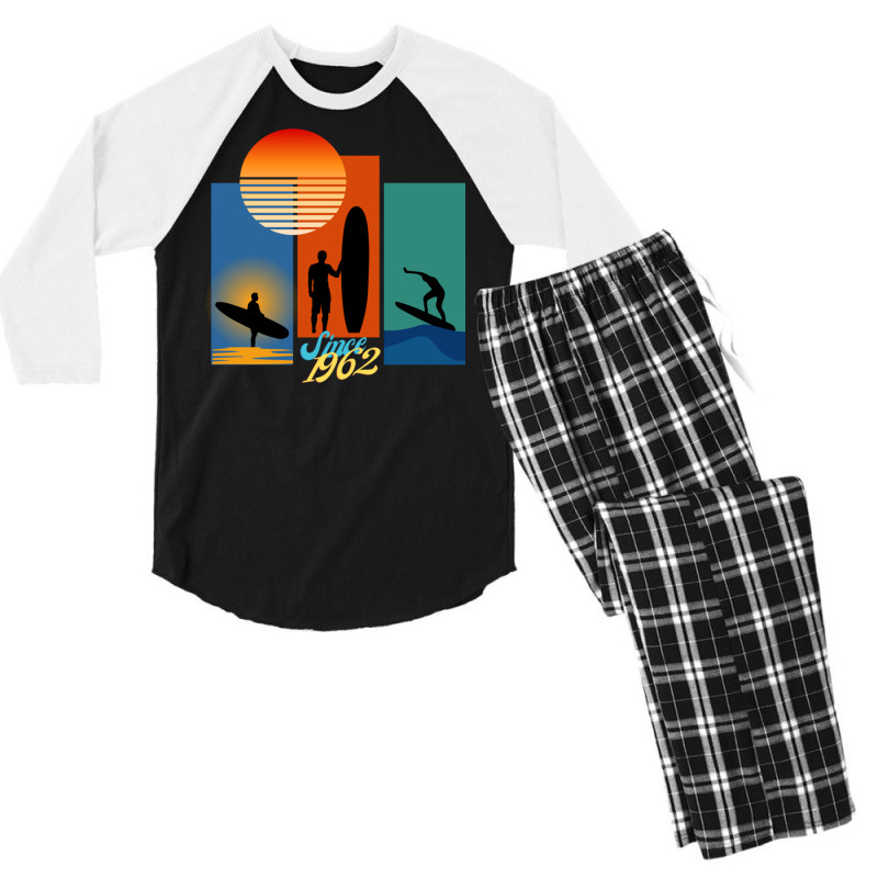 Longboard Surfing Since 1962 Sweatshirt Men's 3/4 Sleeve Pajama Set | Artistshot