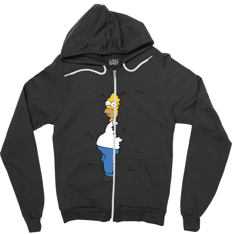 Homer Coming Out Of Bushes Zipper Hoodie by BarryGreen | Artistshot