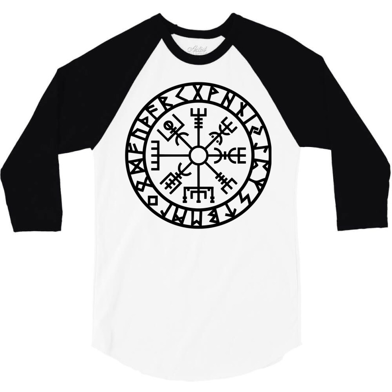 Vegvisir   Futhark   Runes   Navigator   Vikings 3/4 Sleeve Shirt by naroipresilm | Artistshot