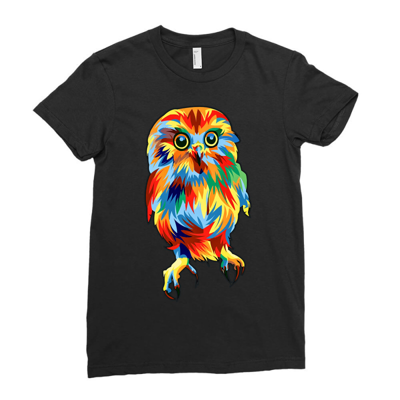 Owl In Pop Art Ladies Fitted T-Shirt by cubicgetting01 | Artistshot