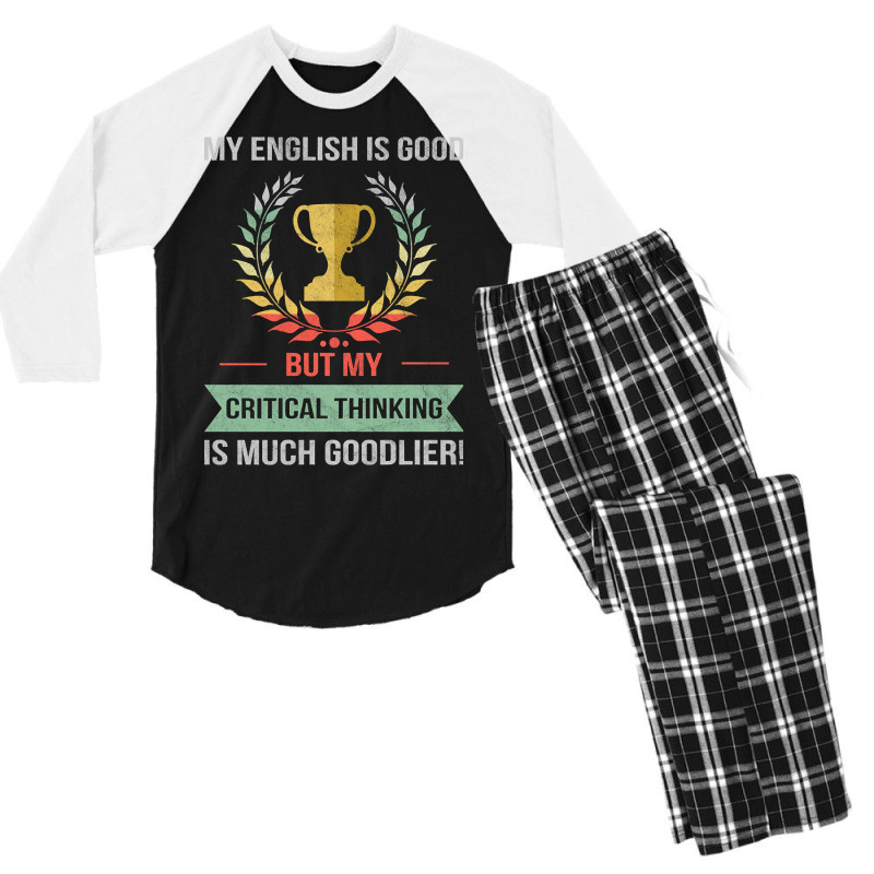 Funny Critical Thinking School Or College Subject Design Men's 3/4 Sleeve Pajama Set | Artistshot