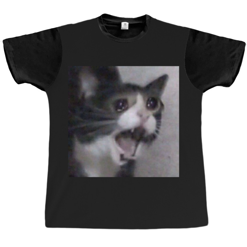 Screaming Crying Sad Cat Graphic T-shirt | Artistshot