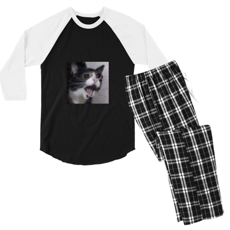 Screaming Crying Sad Cat Men's 3/4 Sleeve Pajama Set | Artistshot