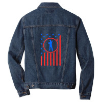 Coal Miner Dad Support Coal Mining Family Husband Usa Flag Men Denim Jacket | Artistshot