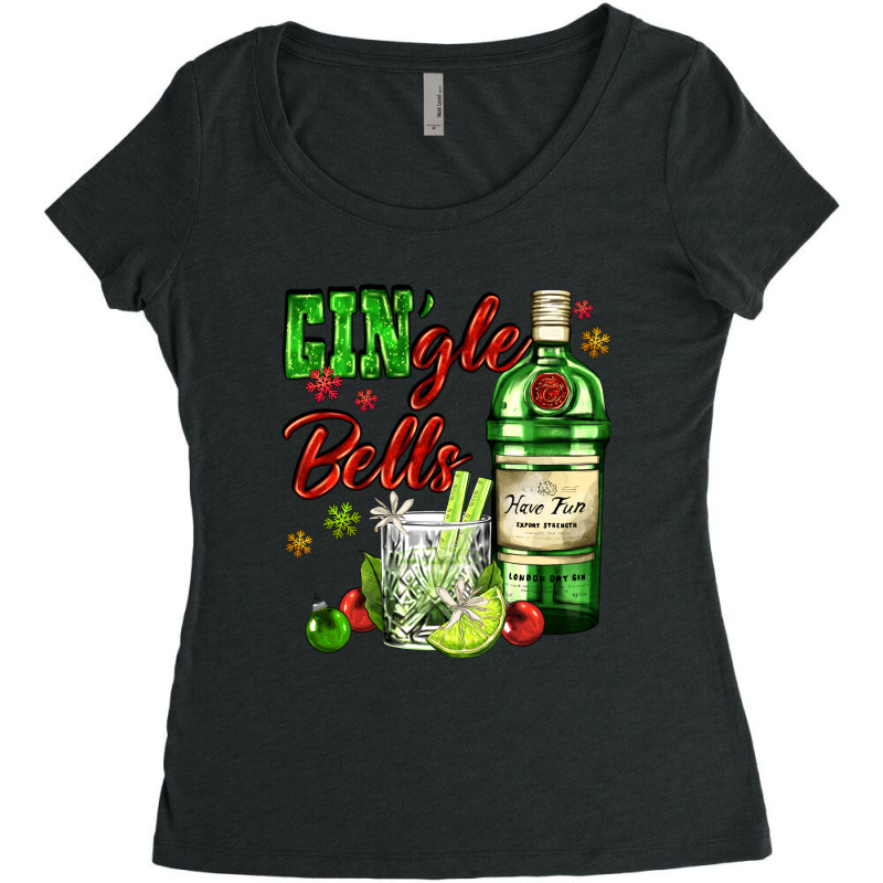 Gin`gle Bells With Bottle And Cocktail Women's Triblend Scoop T-shirt by AdoDesignShop | Artistshot