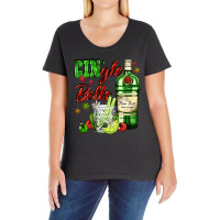 Gin`gle Bells With Bottle And Cocktail Ladies Curvy T-shirt | Artistshot