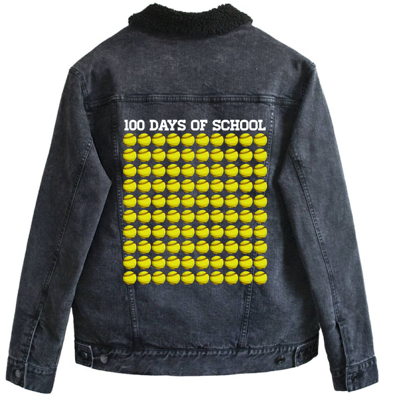 100th Day Student Boys Girls Baseball 100 Days Of School-6w3qs Unisex Sherpa-lined Denim Jacket | Artistshot