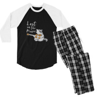 Lost In The Music Raccoon Playing The Guitar Men's 3/4 Sleeve Pajama Set | Artistshot