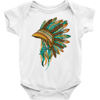 Indian Leopard Headdress Blue Baby Bodysuit | Artistshot