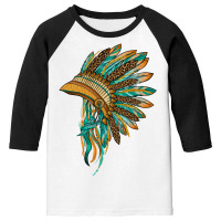 Indian Leopard Headdress Blue Youth 3/4 Sleeve | Artistshot