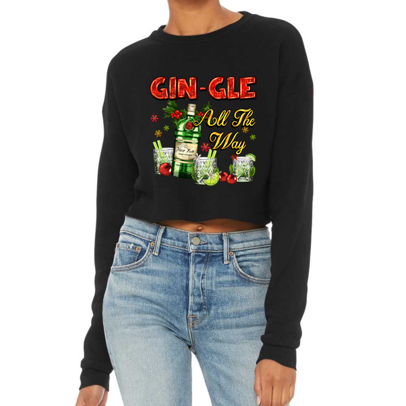 Gin`gle All The Way With Bottle And Cocktails Cropped Sweater by AdoDesignShop | Artistshot