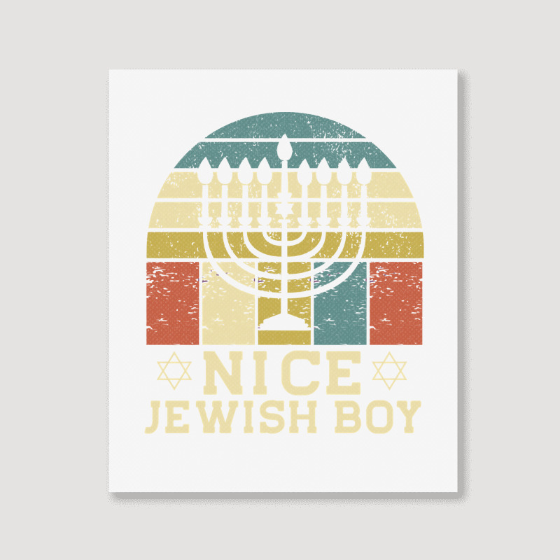 Nice Jewish Boy Cool Chanukah Funny Ugly Hanukkah Sweater Pullover Hoo Portrait Canvas Print | Artistshot