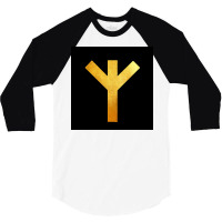 Gold Algiz Life Rune  Yellow Travel 3/4 Sleeve Shirt | Artistshot