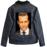 Harvey Specter Suits Classic Painting Poster Poster Blue (1) Unisex Sherpa-lined Denim Jacket | Artistshot