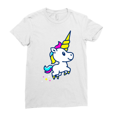 Unicorn Foal Ladies Fitted T-shirt Designed By Alaska Tees