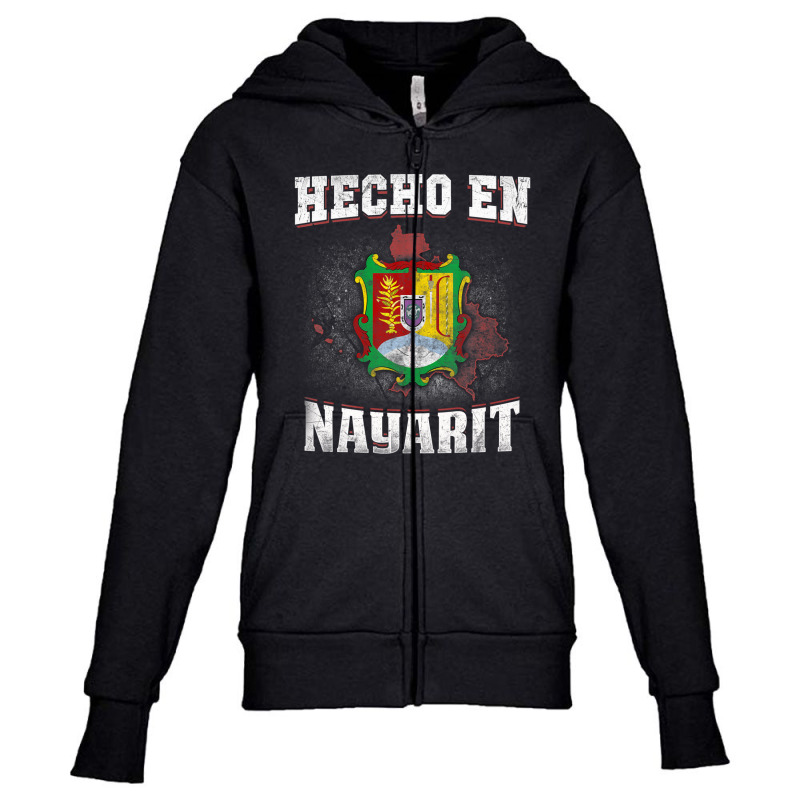 Hecho En Nayarit Mexican Flag T-shirt Tee Coat Of Arm Clothe Youth Zipper Hoodie by martiamuracit | Artistshot