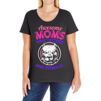 Awesome Moms Have Tattoos And Pitbulls Mother's Day Ladies Curvy T-shirt | Artistshot