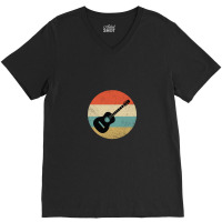 Retro Vintage Acoustic Guitar V-neck Tee | Artistshot